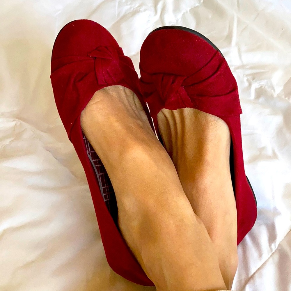 Red Micro Suede Ballet Flat American Eagle 7